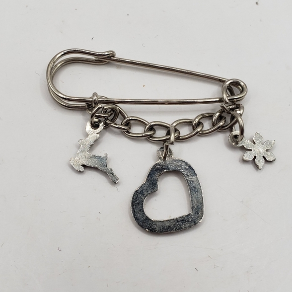 Silver Charm Safety Pin Brooch - Picture 7 of 10